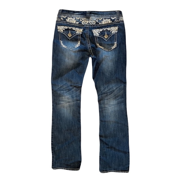 Bongo embellished Lo-Rise Bootcut Silver Embroiderey Jeans - Picture 2 of 11